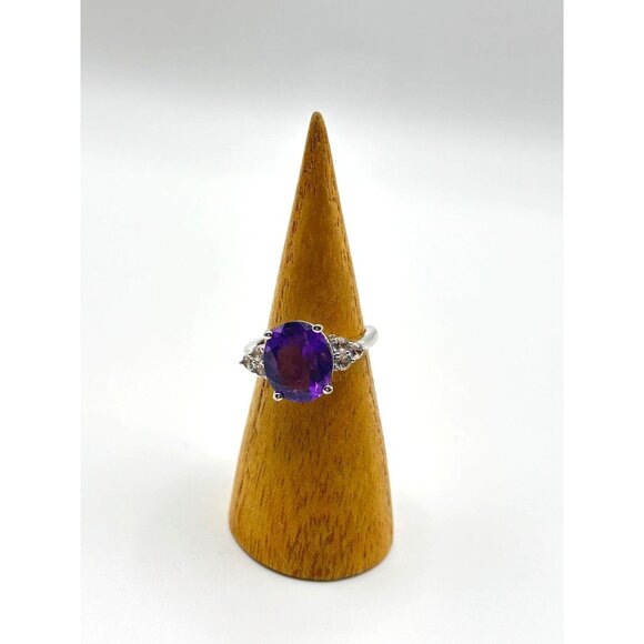Amethyst Gemstone Ring Sterling Silver 925 Size 7.5 - Picture 10 of 12